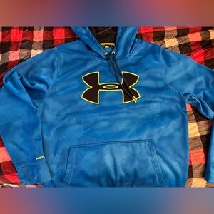 Pre Loved - Like New
Under Armour Electric tie-dye Blue Hoodie 
 Neon Logo- Boys
